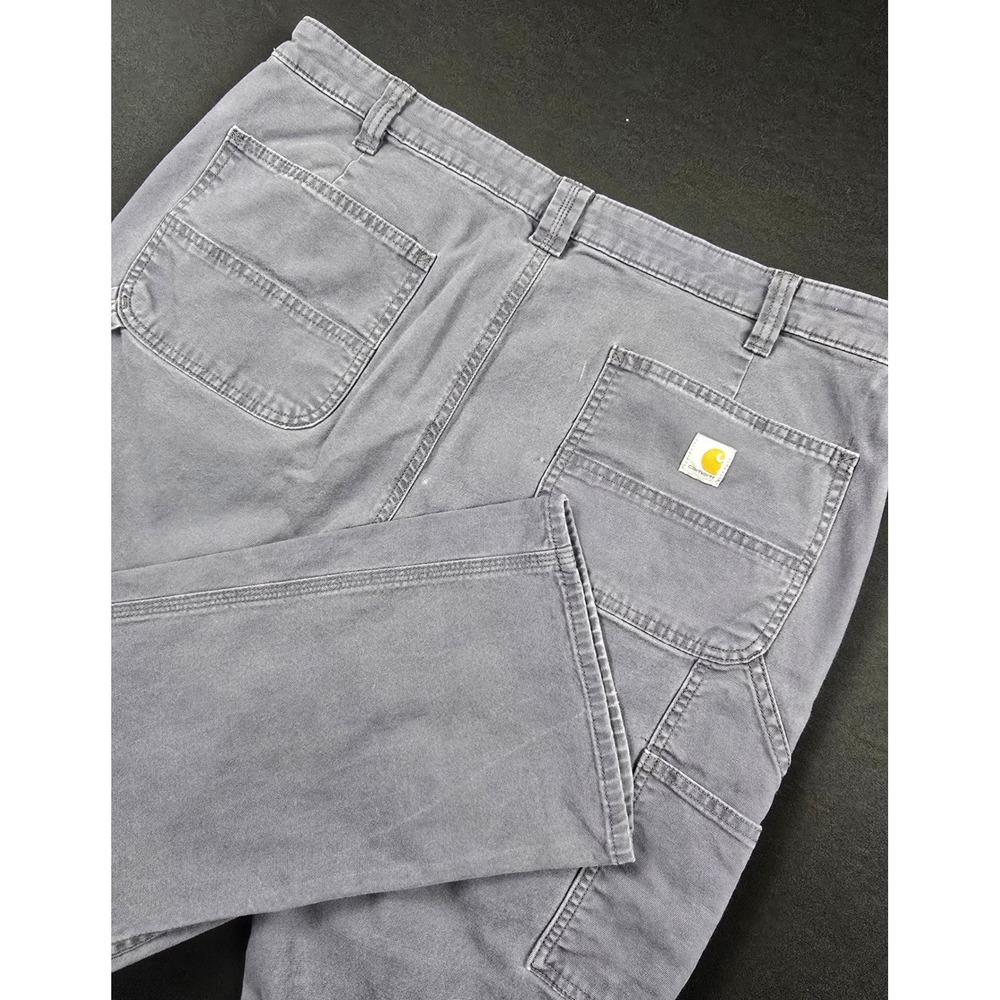 Carhartt Womens Loose Fit Canvas Work Pants Gray Utility Carpenter 16 Short